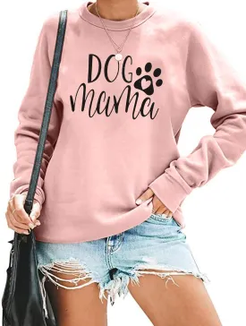 ALLTB Dog Mom Sweatshirt Women Dog Mama Graphic Shirt Cute Dog Paw Shirts Dog Lover Pullover Casual Long Sleeve Tee Tops