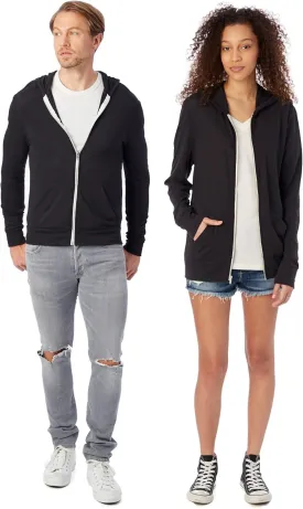 Alternative Men's Hoodie, Eco Zip Up Camo Triblend Jersey Hooded Sweatshirt