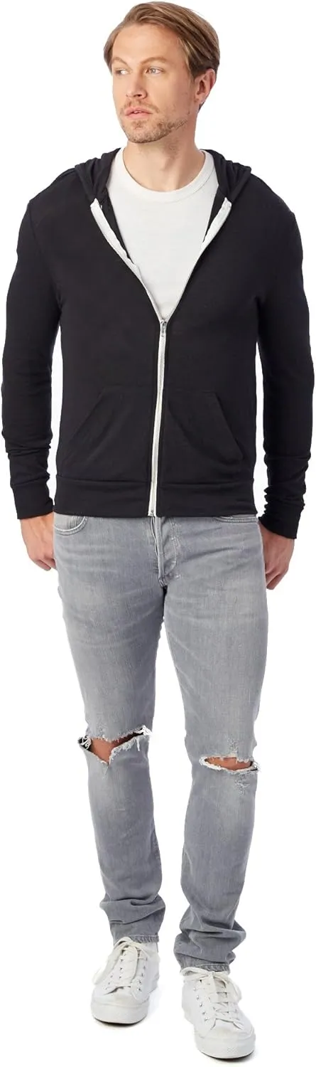 Alternative Men's Hoodie, Eco Zip Up Camo Triblend Jersey Hooded Sweatshirt