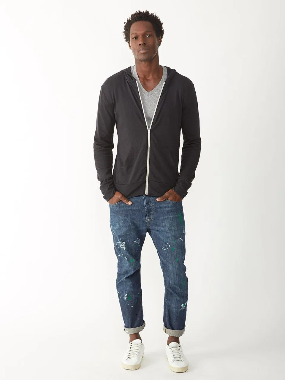 Alternative Men's Hoodie, Eco Zip Up Camo Triblend Jersey Hooded Sweatshirt