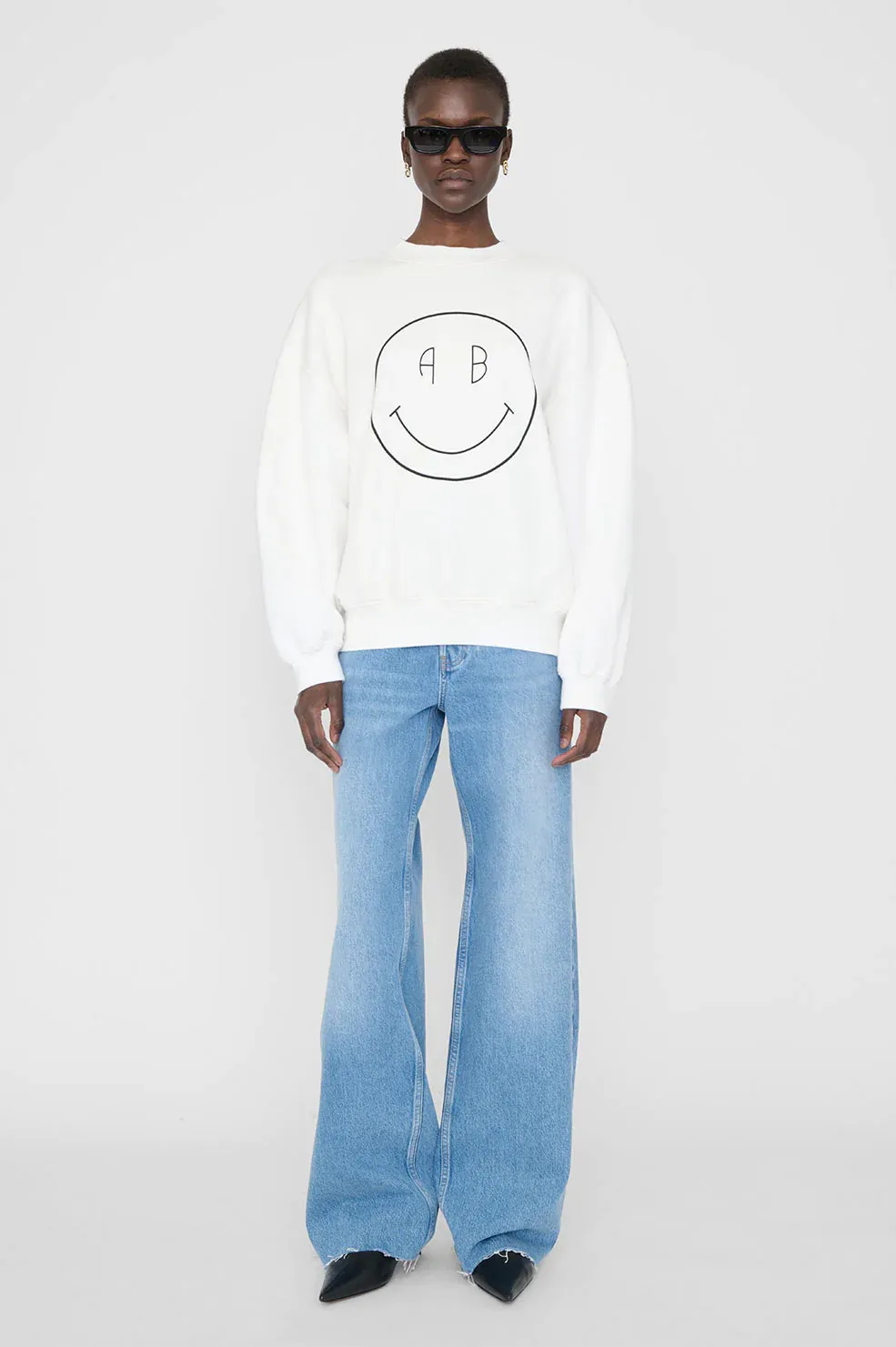 Anine Bing - Jaci Sweatshirt Smiley in White