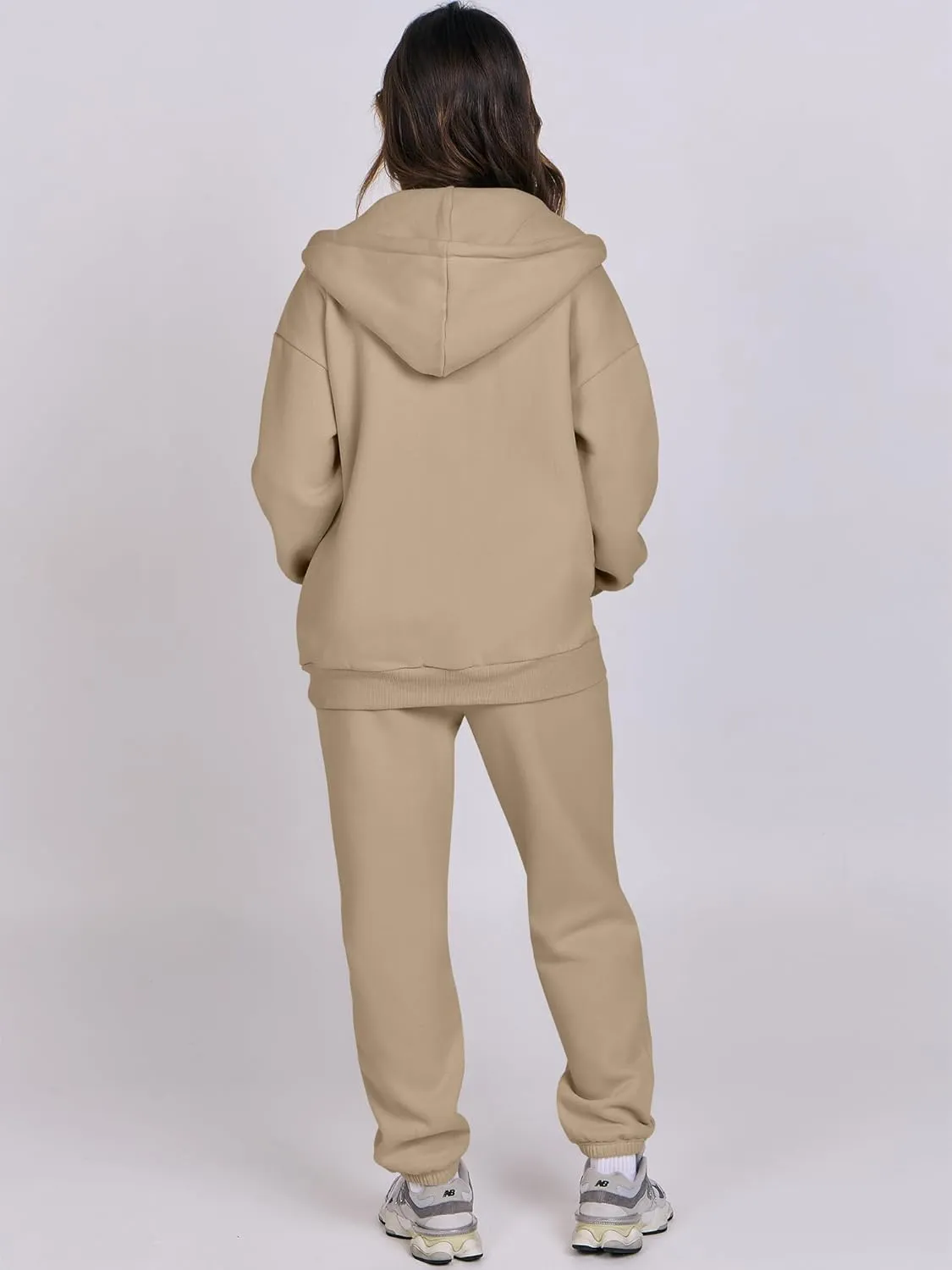 ANRABESS Womens 2 Piece Outfits Sweatsuits Oversized Zip Up Sweatshirt Jogger Sweatpants Tracksuit Sweat Lounge Matching Set