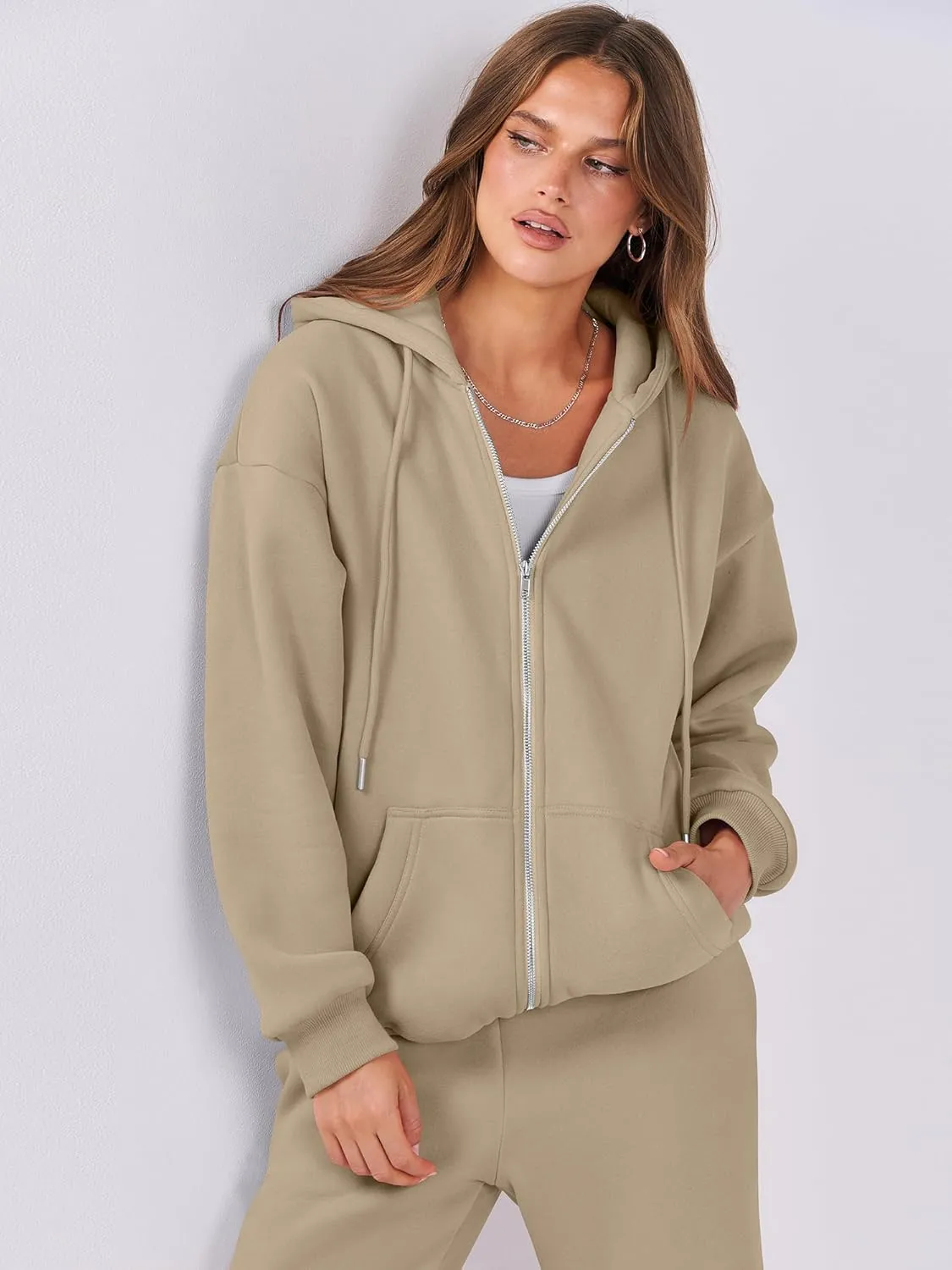 ANRABESS Womens 2 Piece Outfits Sweatsuits Oversized Zip Up Sweatshirt Jogger Sweatpants Tracksuit Sweat Lounge Matching Set