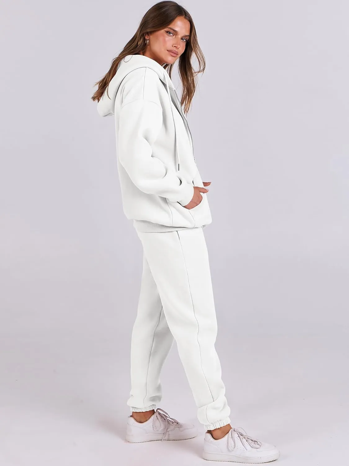 ANRABESS Womens 2 Piece Outfits Sweatsuits Oversized Zip Up Sweatshirt Jogger Sweatpants Tracksuit Sweat Lounge Matching Set