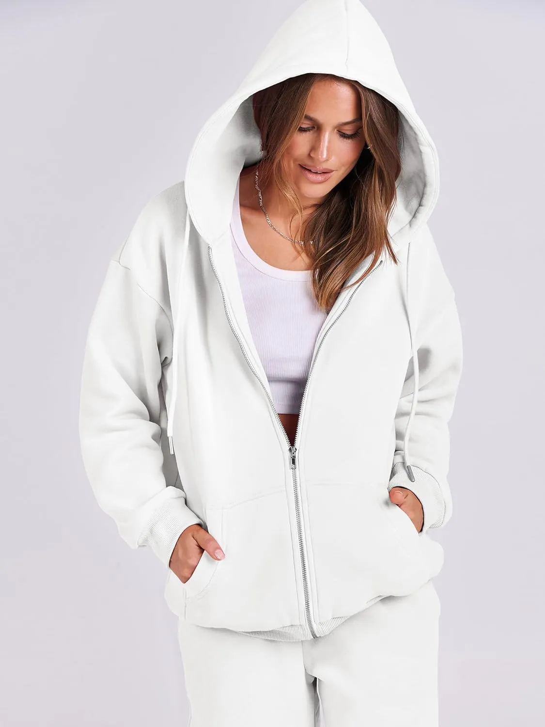 ANRABESS Womens 2 Piece Outfits Sweatsuits Oversized Zip Up Sweatshirt Jogger Sweatpants Tracksuit Sweat Lounge Matching Set