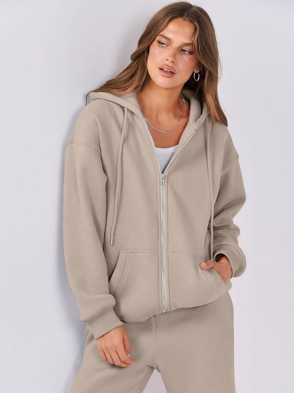 ANRABESS Womens 2 Piece Outfits Sweatsuits Oversized Zip Up Sweatshirt Jogger Sweatpants Tracksuit Sweat Lounge Matching Set