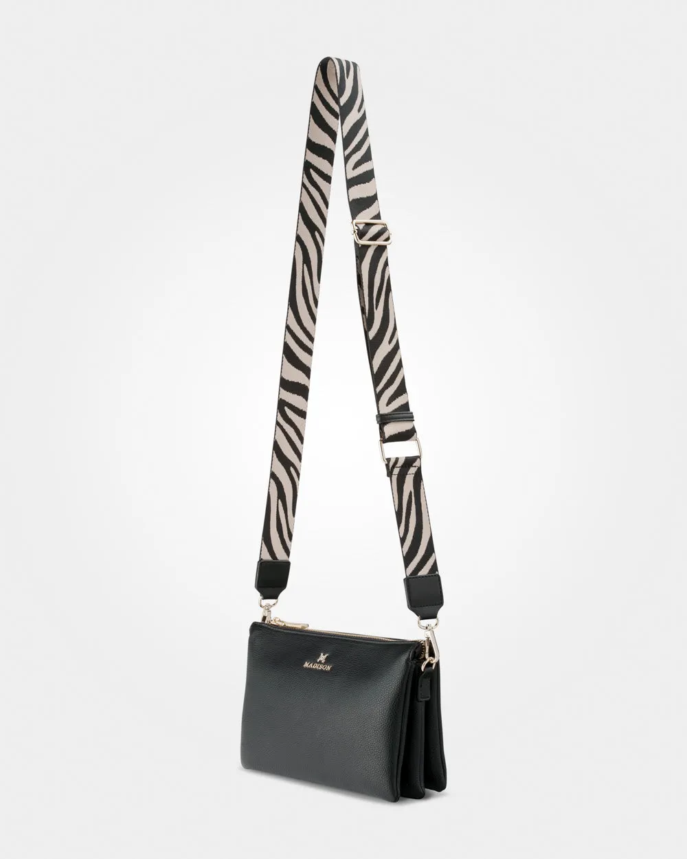 Avery 3 Compartment Crossbody Bag   Zebra Bag Strap