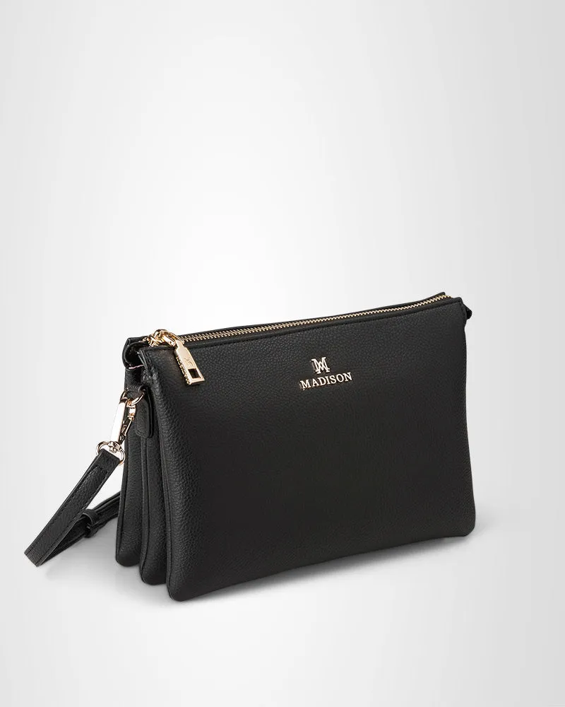 Avery 3 Compartment Crossbody Bag   Zebra Bag Strap