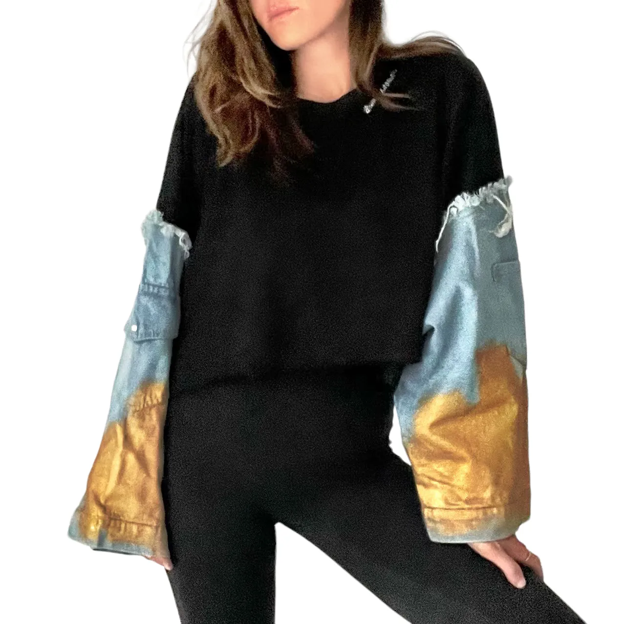 'Beyond Black Crop' Painted Crewneck
