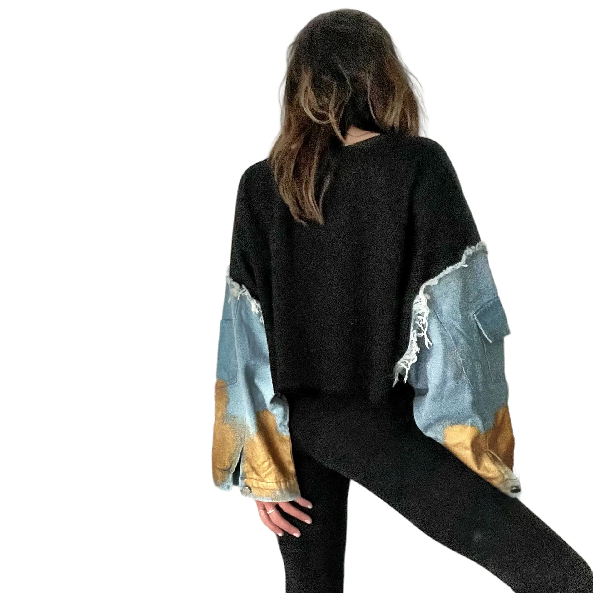 'Beyond Black Crop' Painted Crewneck