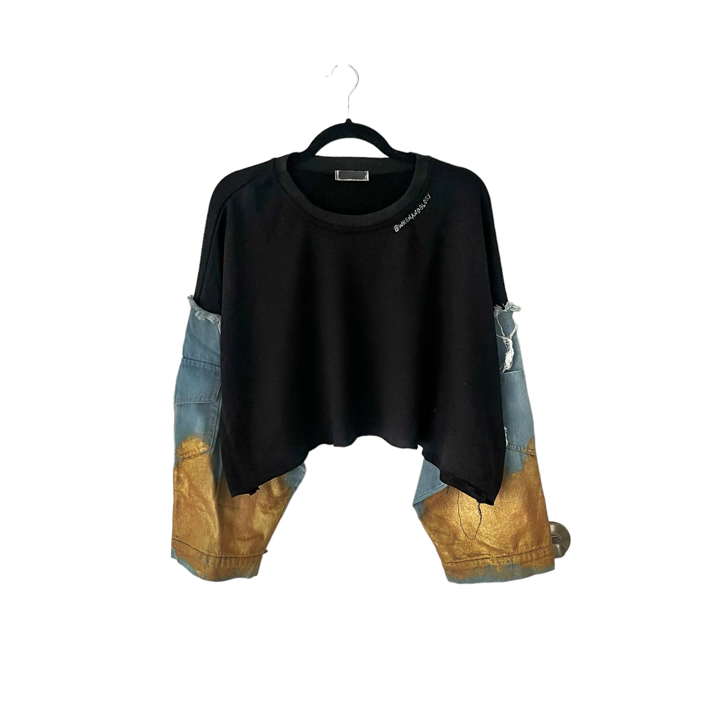 'Beyond Black Crop' Painted Crewneck