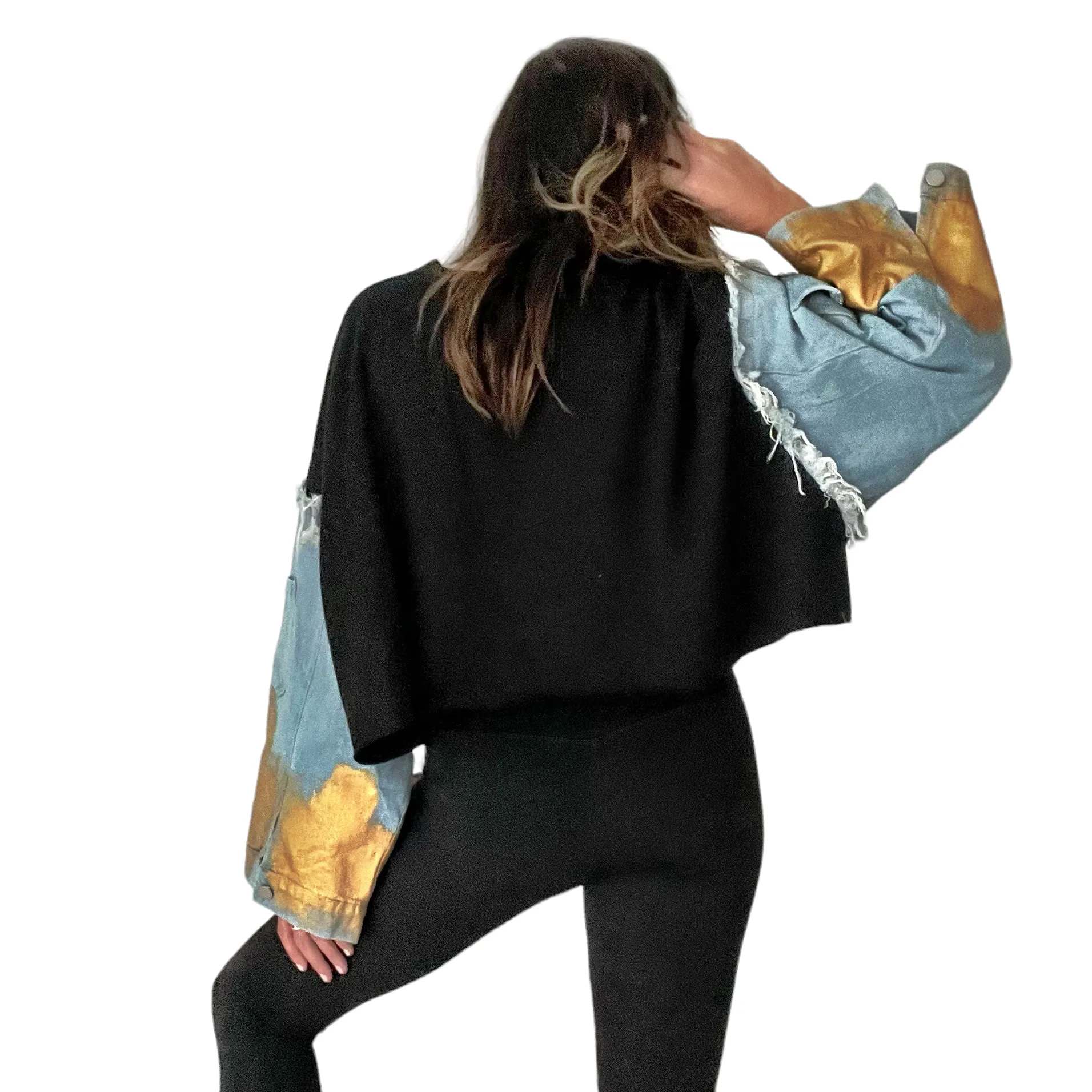 'Beyond Black Crop' Painted Crewneck