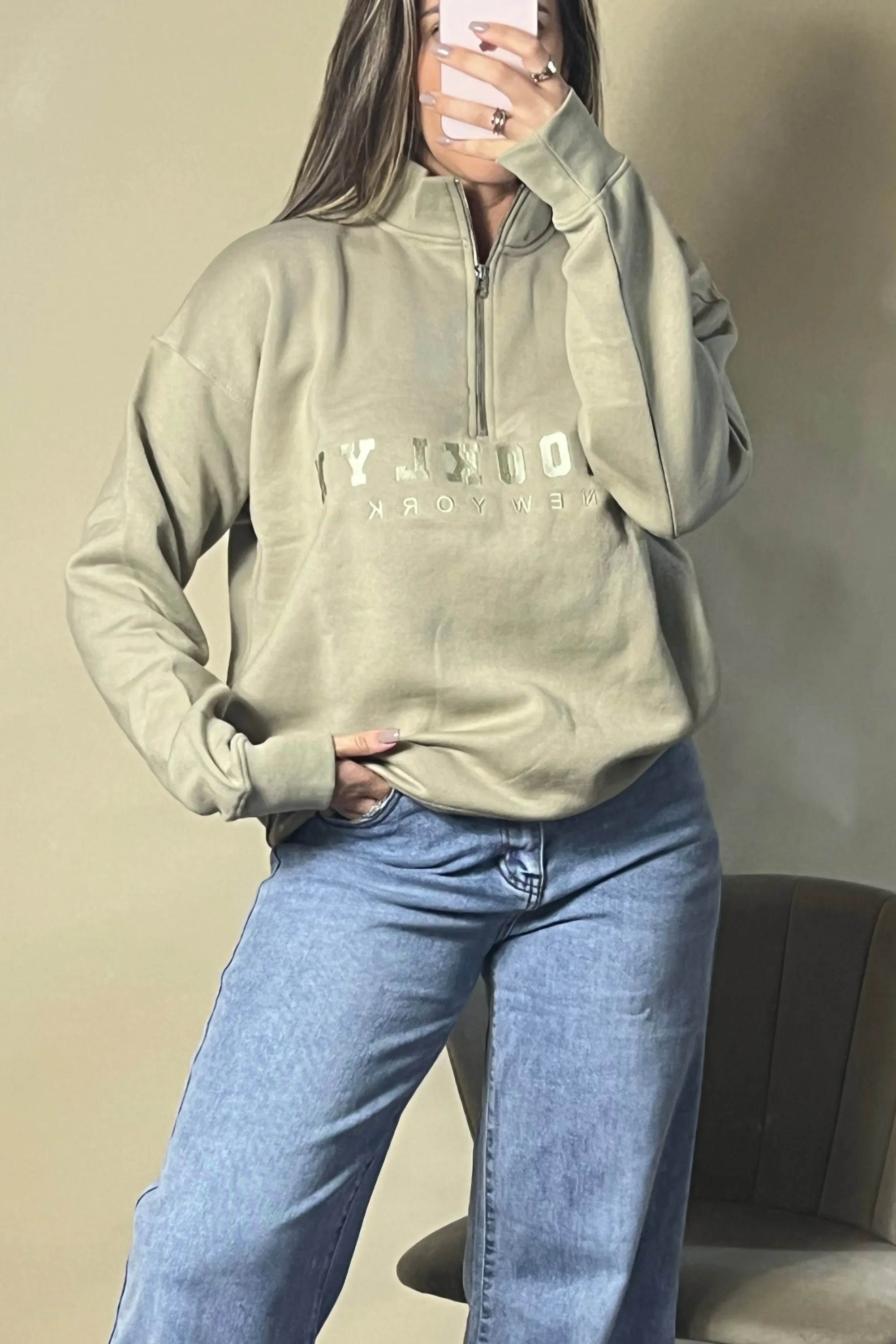 Brooklyn Half Zip Relaxed Fit Sweatshirt ( Variant colours)