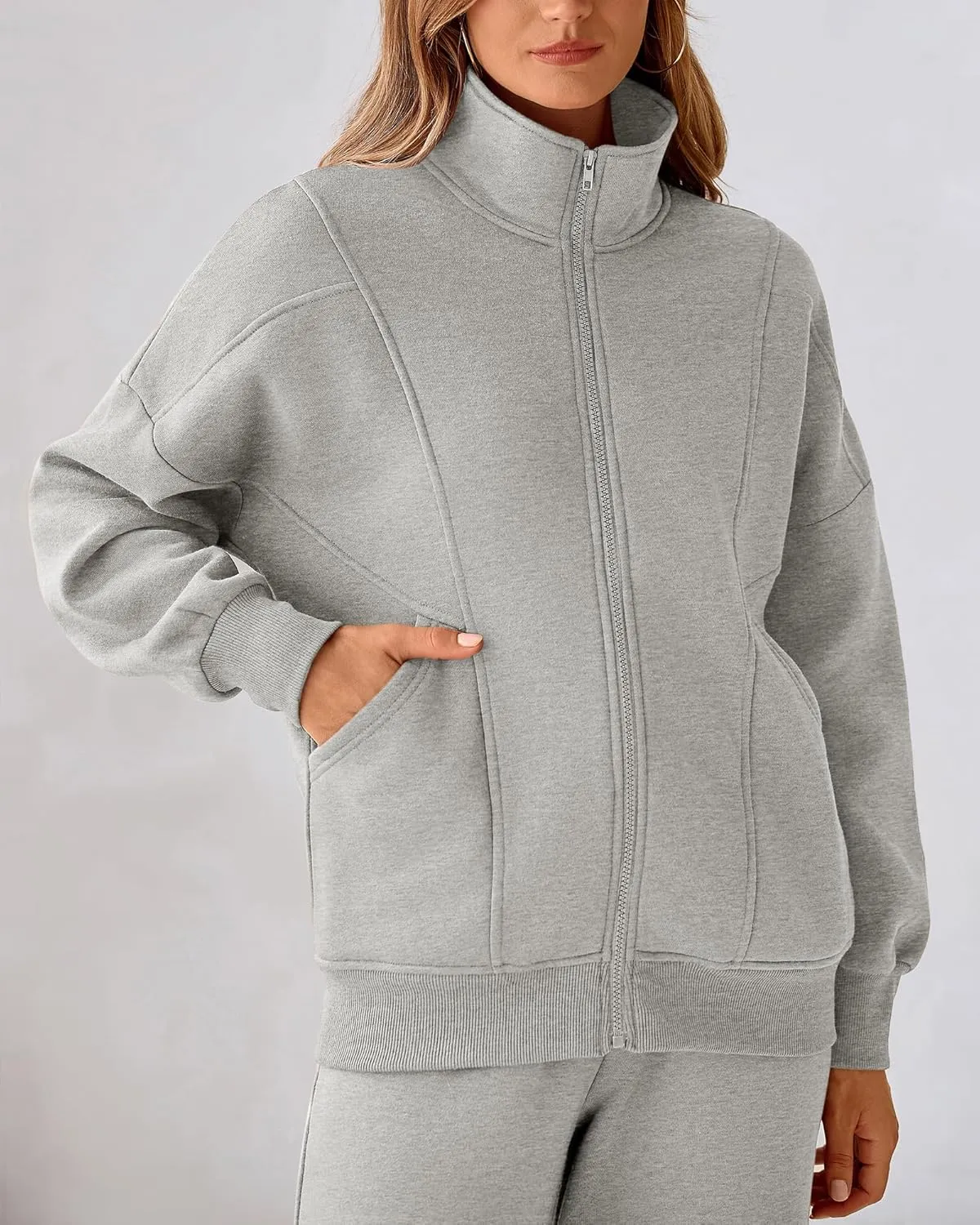 BTFBM Womens Sweatsuits 2 Piece Set 2025 Fleece Long Sleeve Zip Up Sweatshirt Sweatpants Winter Fall Outfits Jogger Sets