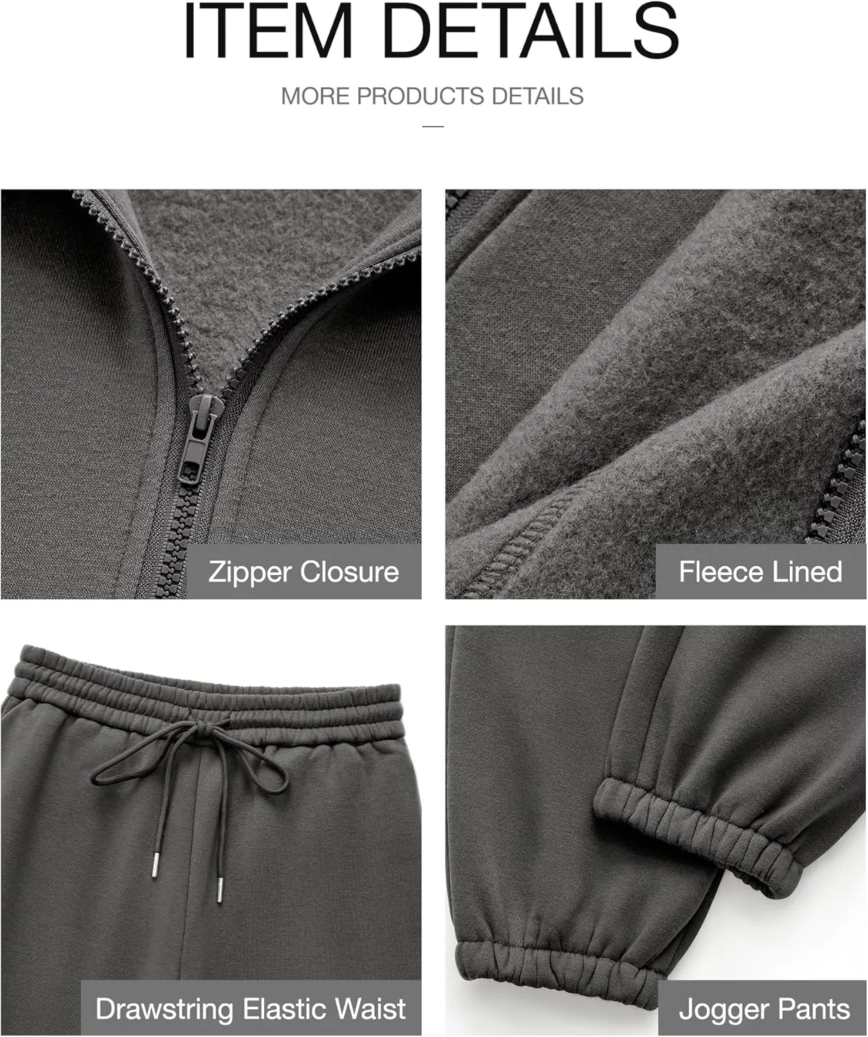 BTFBM Womens Sweatsuits 2 Piece Set 2025 Fleece Long Sleeve Zip Up Sweatshirt Sweatpants Winter Fall Outfits Jogger Sets