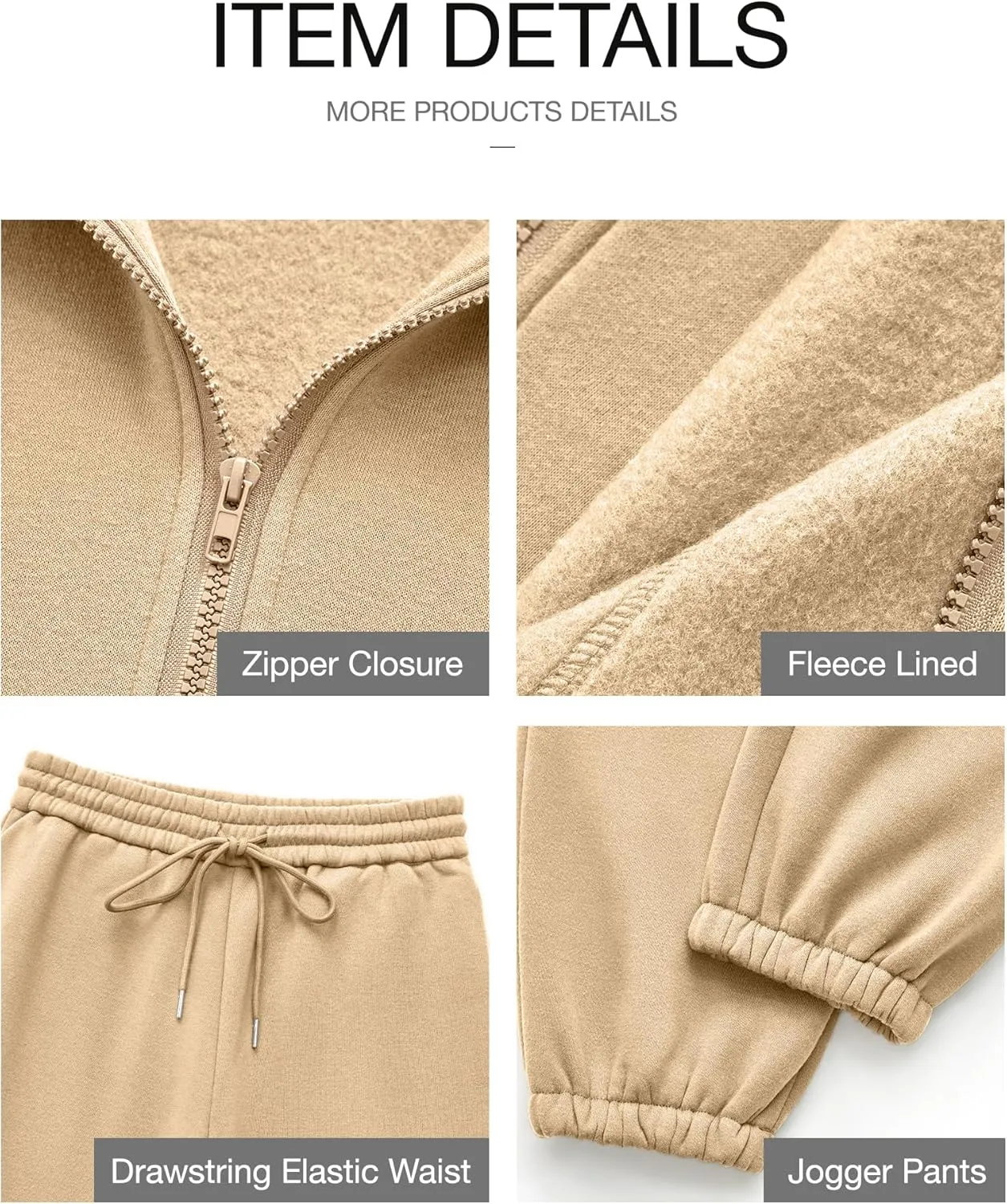 BTFBM Womens Sweatsuits 2 Piece Set 2025 Fleece Long Sleeve Zip Up Sweatshirt Sweatpants Winter Fall Outfits Jogger Sets