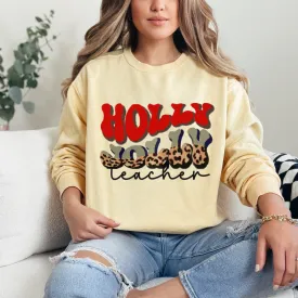 Comfort Colors Christmas Sweatshirt, Women's Unisex-Sized Teacher Pullover, Cozy Gift for Teacher, Graduation Grad Gift, Retro Christmas