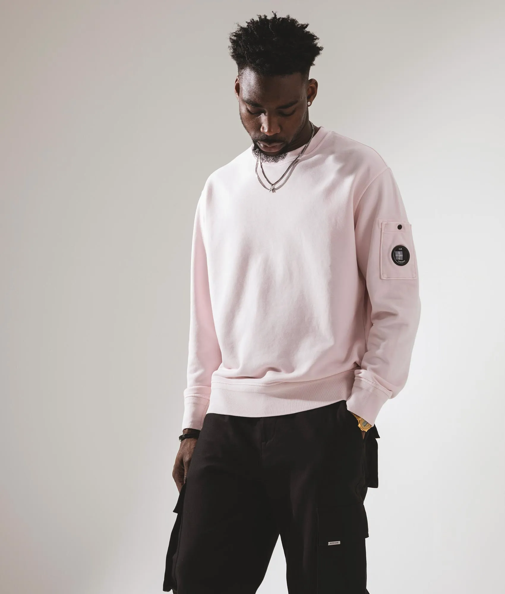 Cotton Diagonal Fleece Lens Sweatshirt