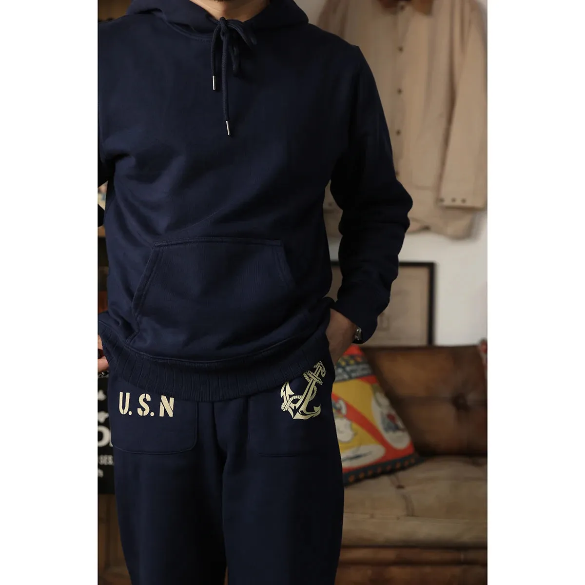 Cotton Fleece Hoodie Men's Casual Plain Hooded Sweatshirt