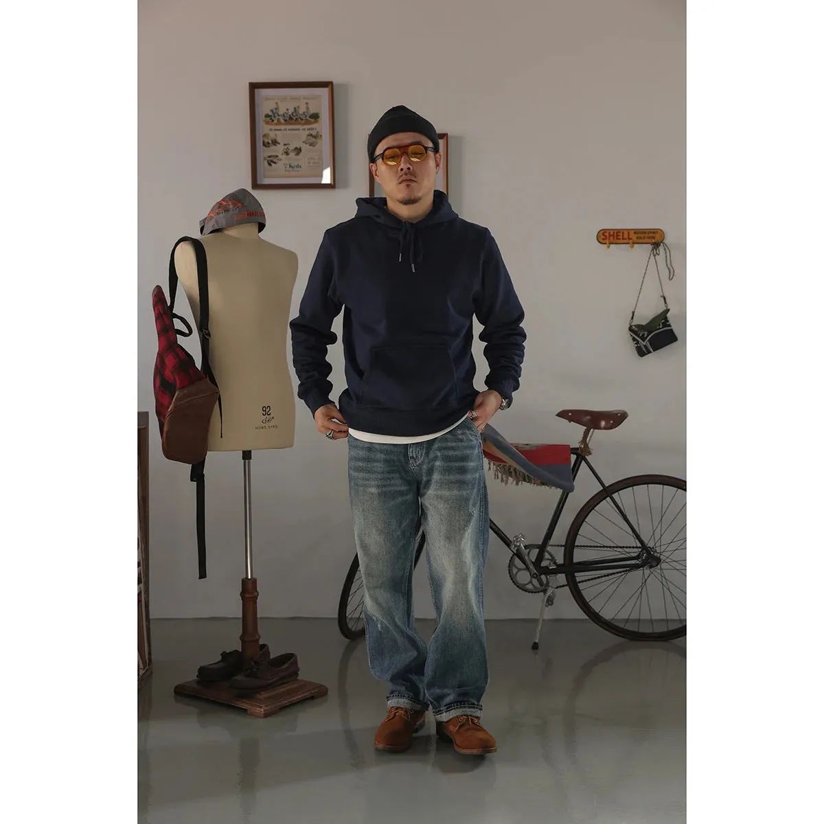 Cotton Fleece Hoodie Men's Casual Plain Hooded Sweatshirt