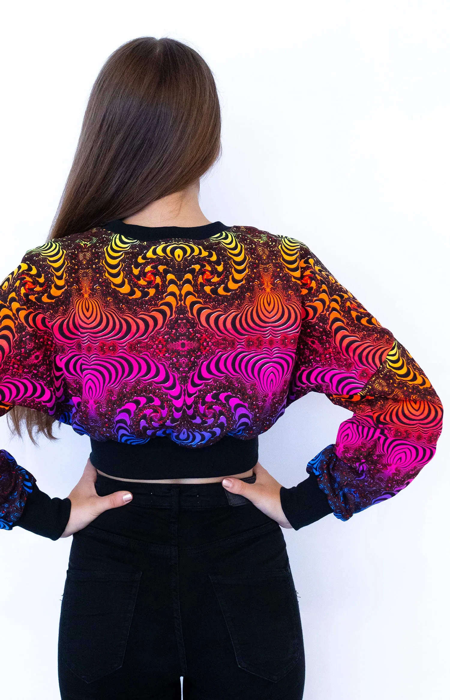 Cropped Sweat : Rainbow Fractal
