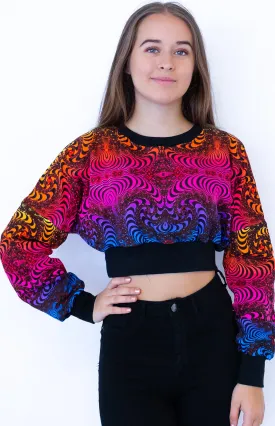 Cropped Sweat : Rainbow Fractal