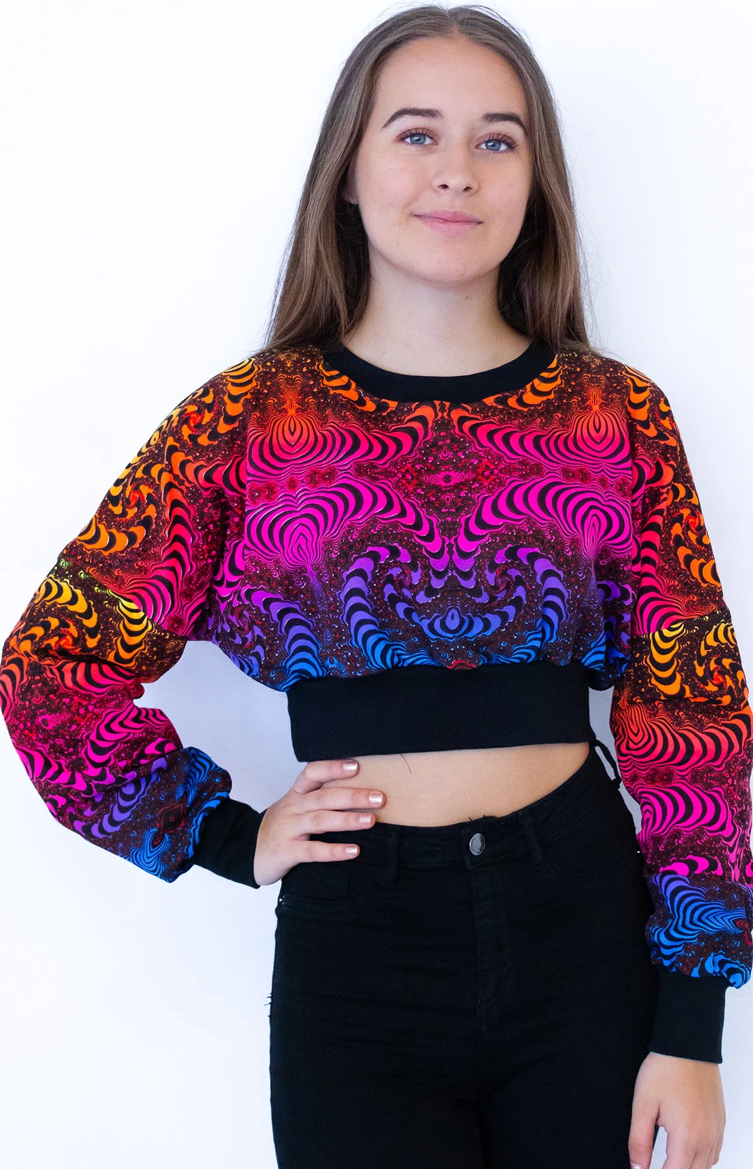 Cropped Sweat : Rainbow Fractal
