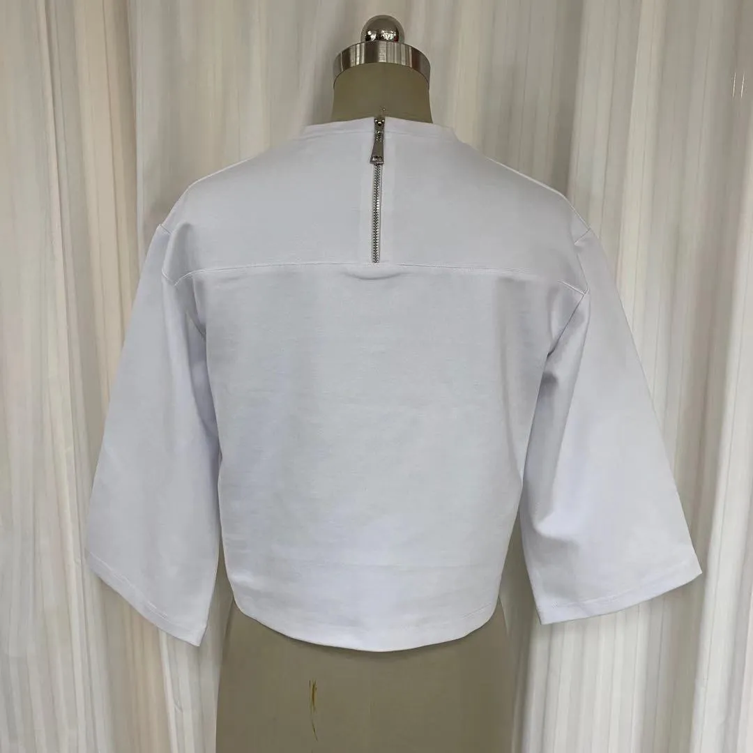 Cropped TOP sweatshirt  SW2150M - in white milano