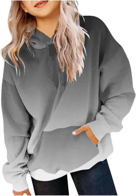 Cute Hoodies for Teen Girls Trendy Preppy Hooded Sweatshirts Oversized Long Sleeve Shirts Gradient Clothes for Girls