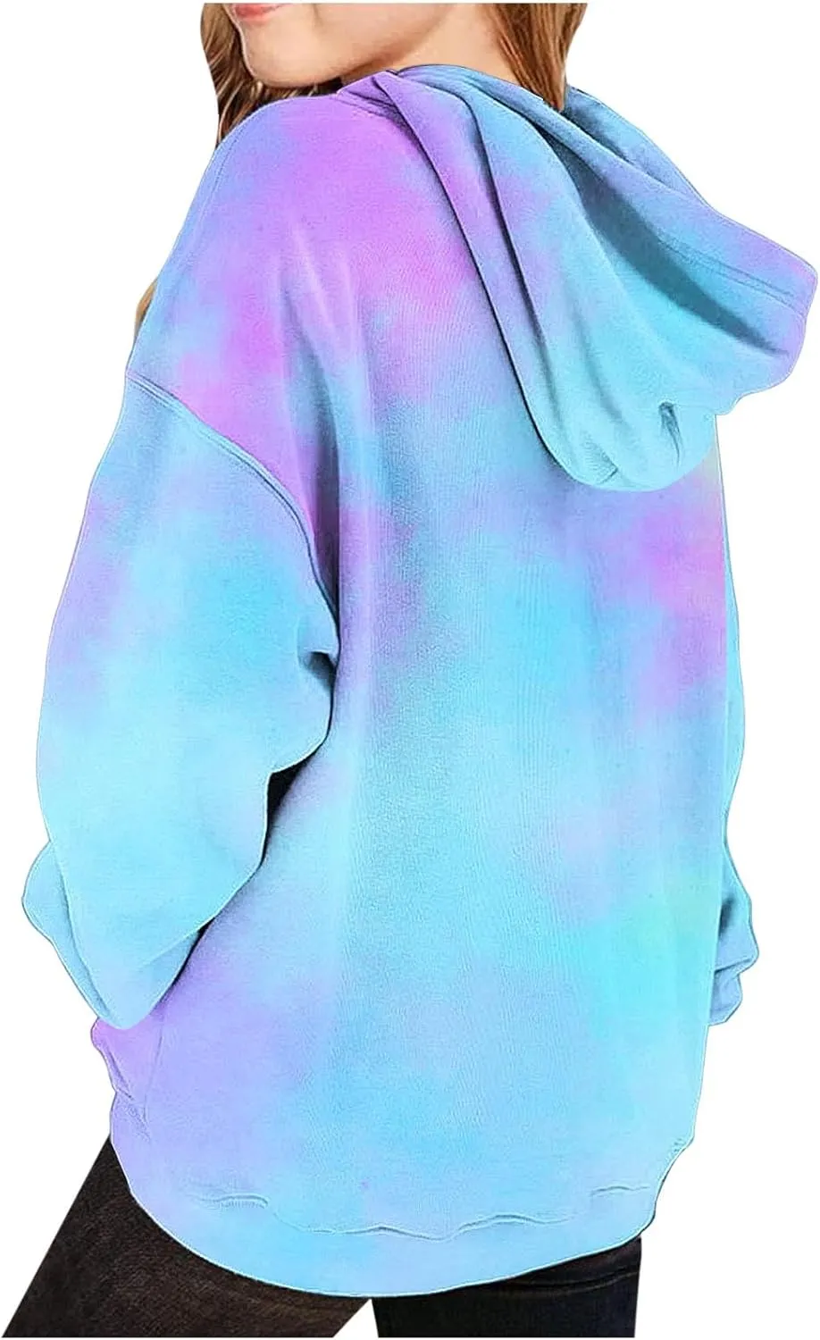 Cute Hoodies for Teen Girls Trendy Preppy Hooded Sweatshirts Oversized Long Sleeve Shirts Gradient Clothes for Girls