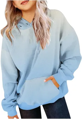 Cute Hoodies for Teen Girls Trendy Preppy Hooded Sweatshirts Oversized Long Sleeve Shirts Gradient Clothes for Girls