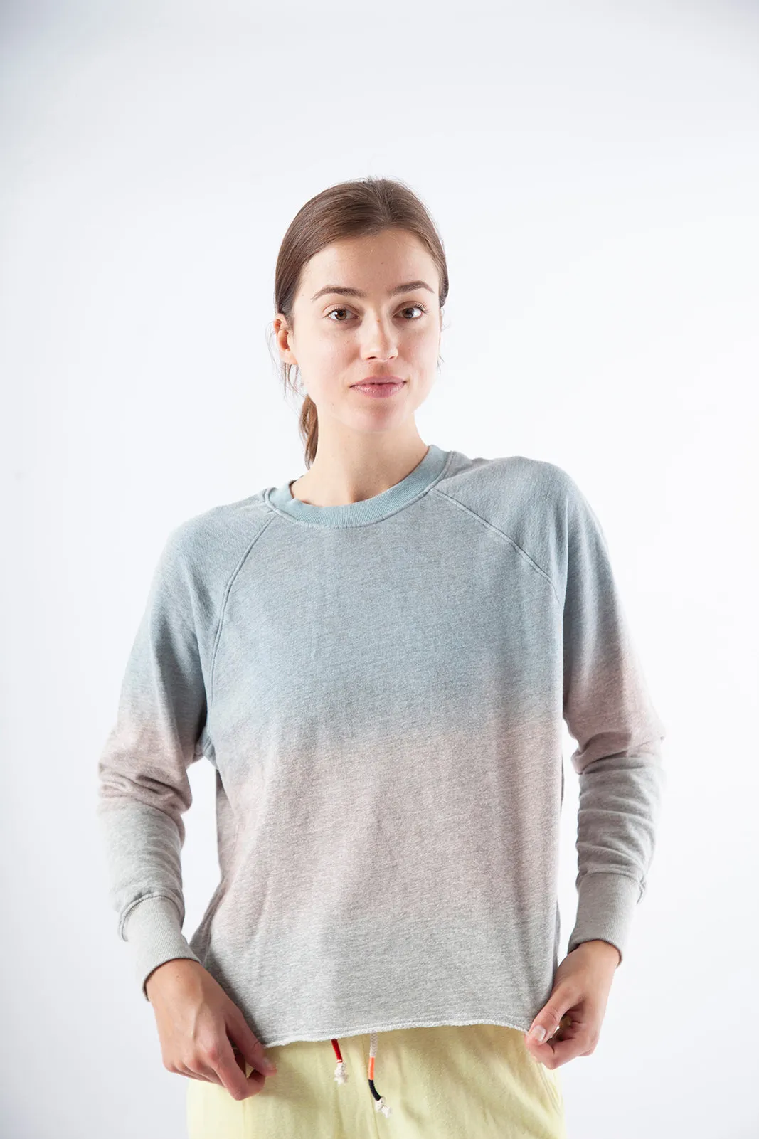 Cutoff Sweatshirt w/ Inset, MIST/ROSEBUD