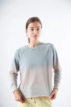Cutoff Sweatshirt w/ Inset, MIST/ROSEBUD