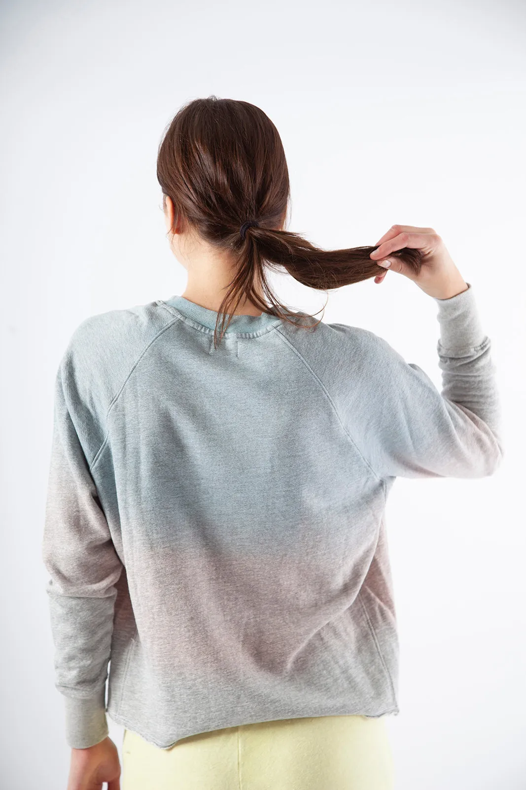 Cutoff Sweatshirt w/ Inset, MIST/ROSEBUD