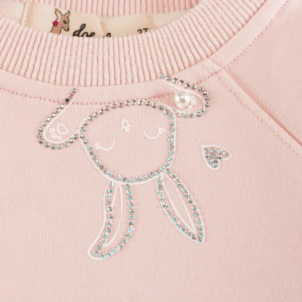 Deer Rhinestone Sweatshirt - Pink