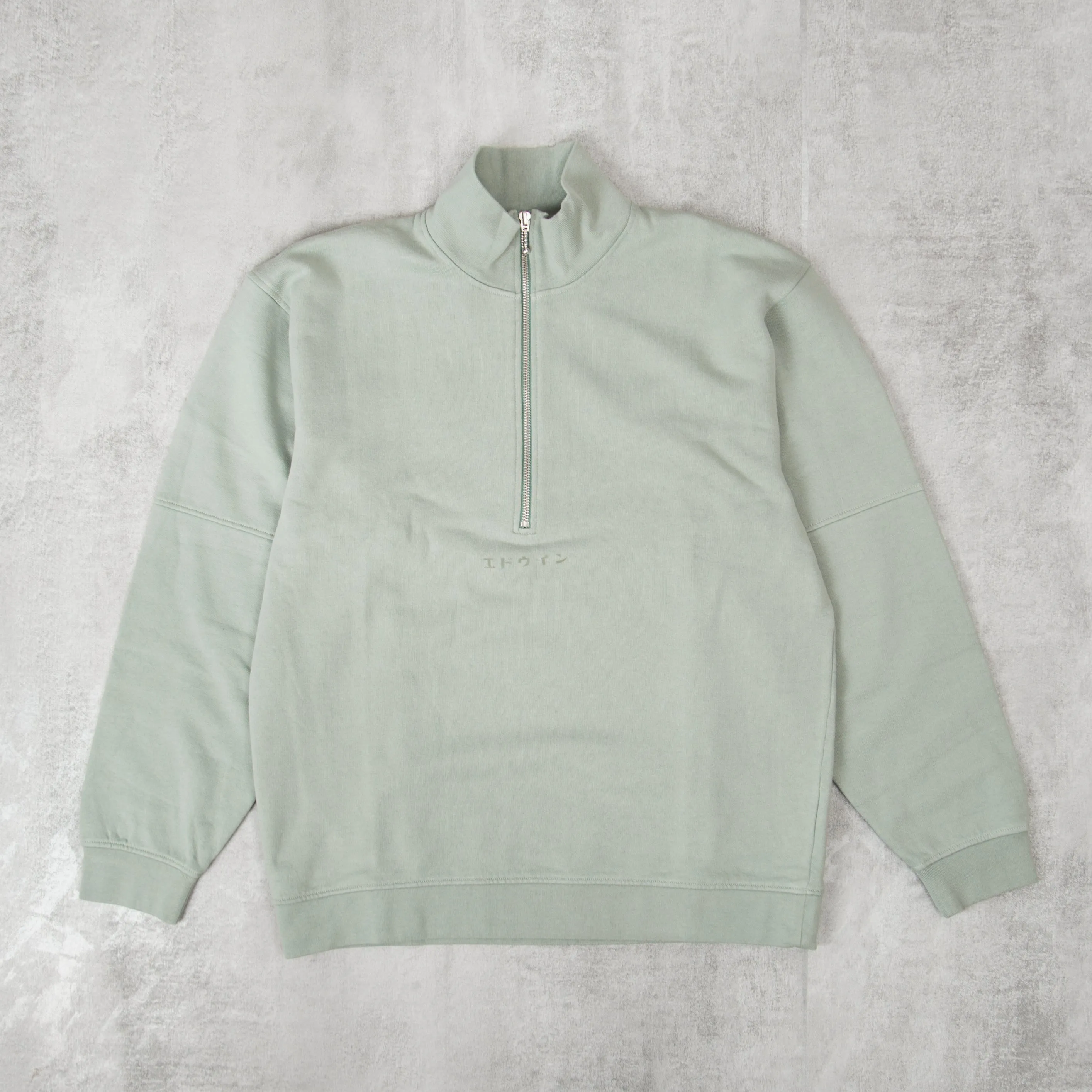 Edwin Koji Half Zip Sweat - Iceberg Green