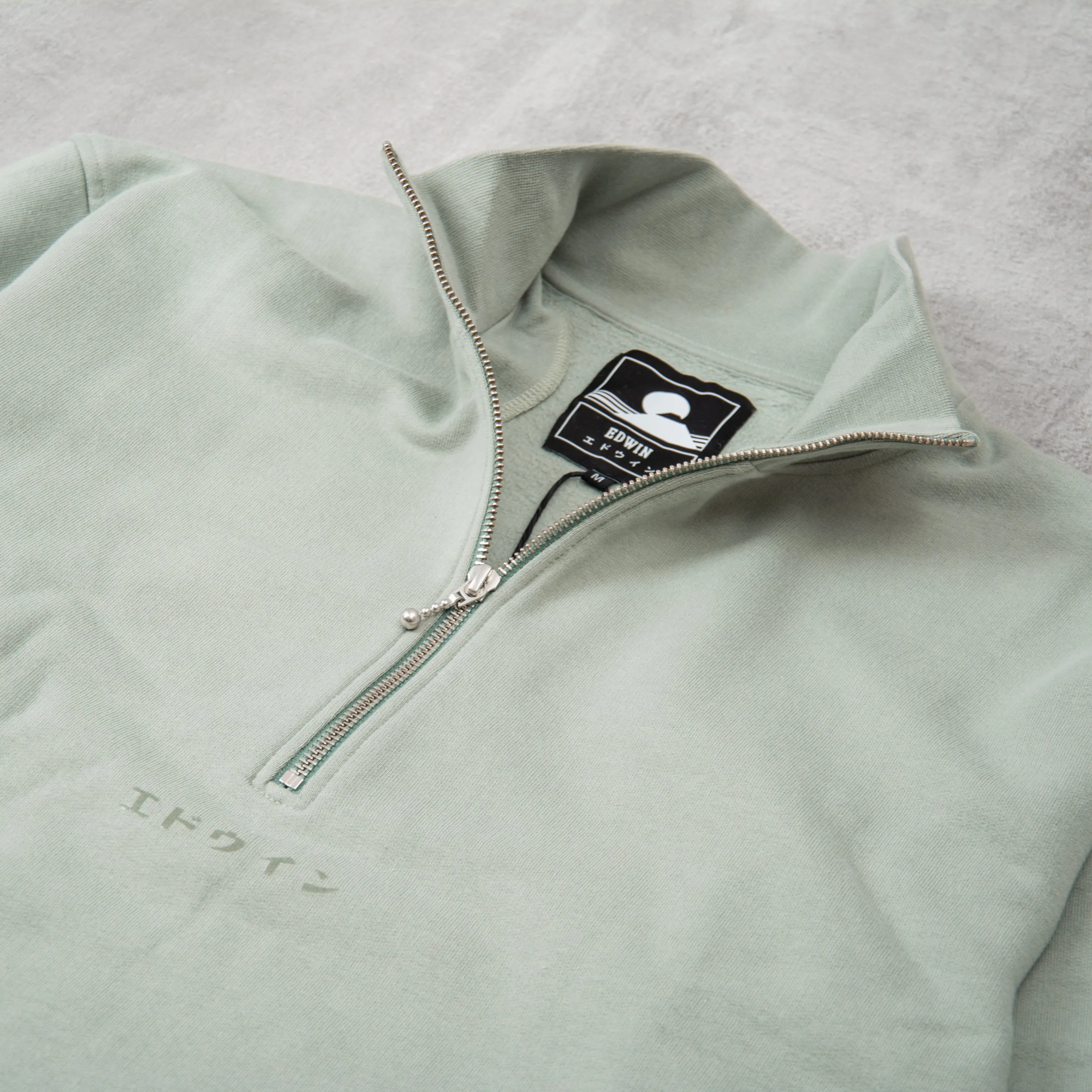 Edwin Koji Half Zip Sweat - Iceberg Green