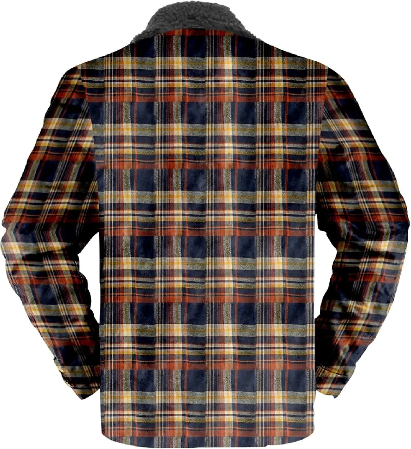 Flannel Jacket for Men Without Hood Zip up Hooded Heavyweight Thick Fleece Lined Winter Warm Plaid Shirt Jacket Big Tall