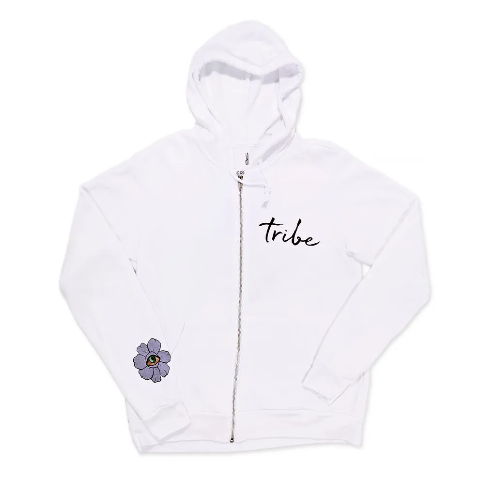 FLOWER CROWN WHITE ZIP HOODIE