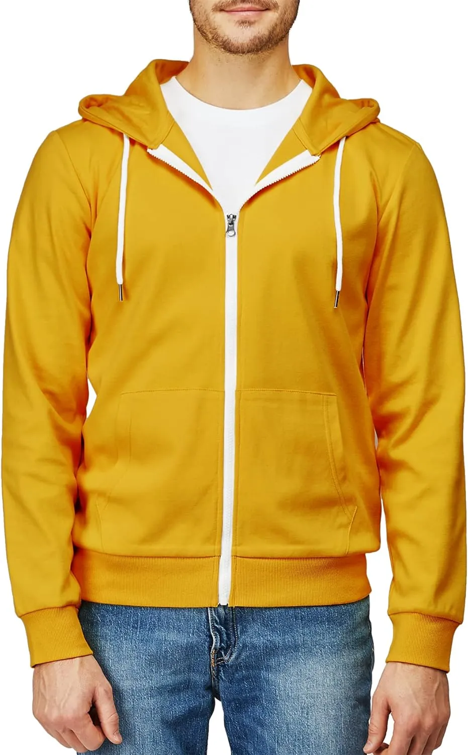 H2H Men's Zip Up Hoodie Lightweight Long Sleeve Basic Slim Fit Cotton SweatShirt with Pocket