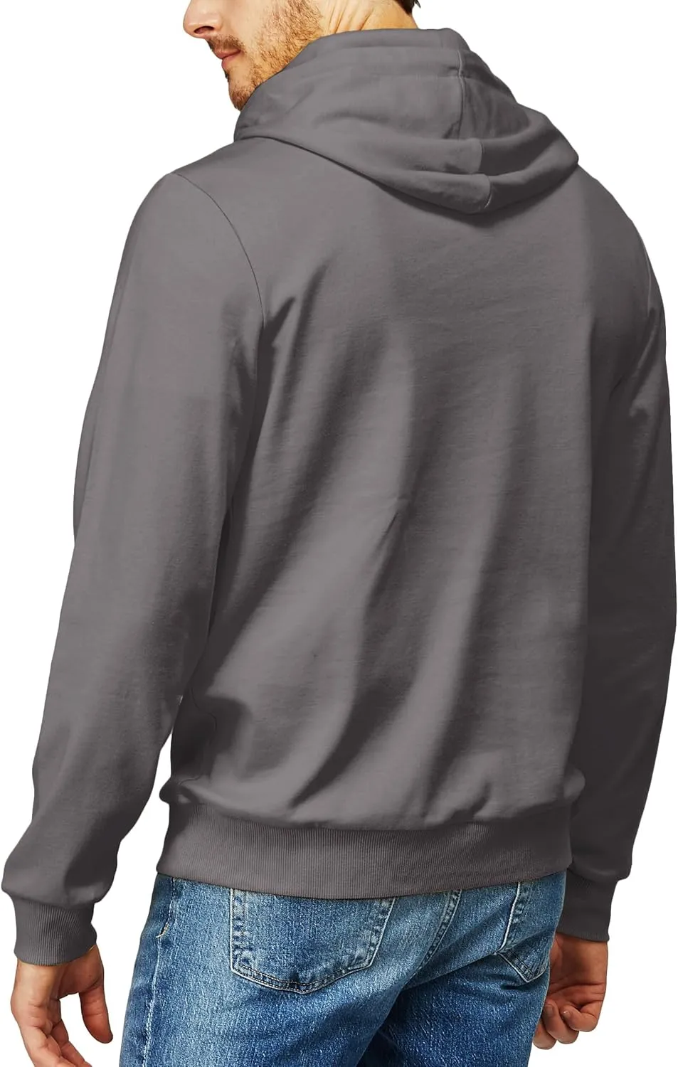 H2H Men's Zip Up Hoodie Lightweight Long Sleeve Basic Slim Fit Cotton SweatShirt with Pocket