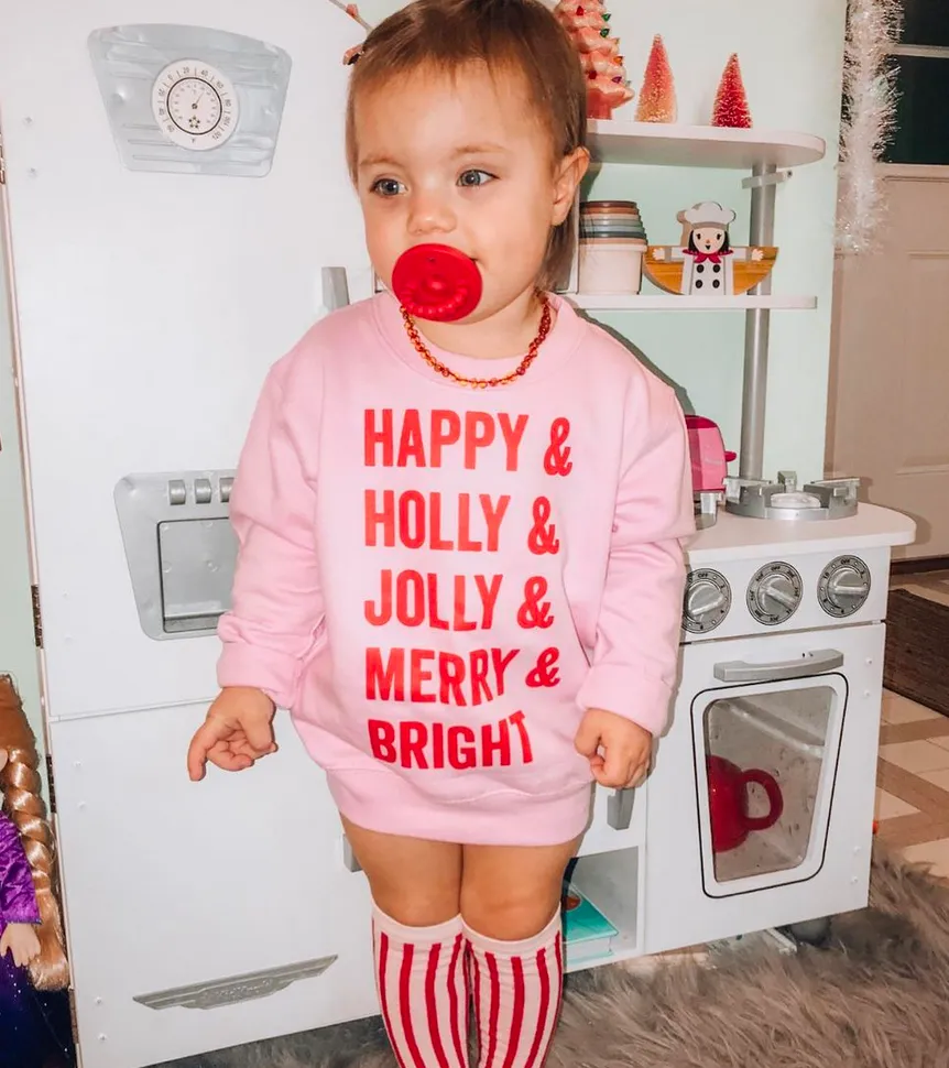 Happy   Holly   Jolly   Merry   Bright - Child Sweater