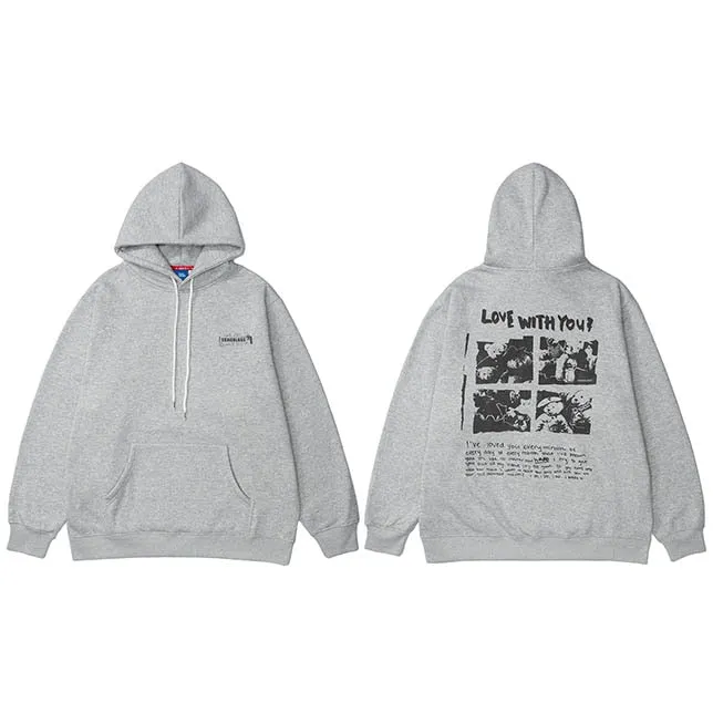 Hip Hop Bear Letter Print Hoodie