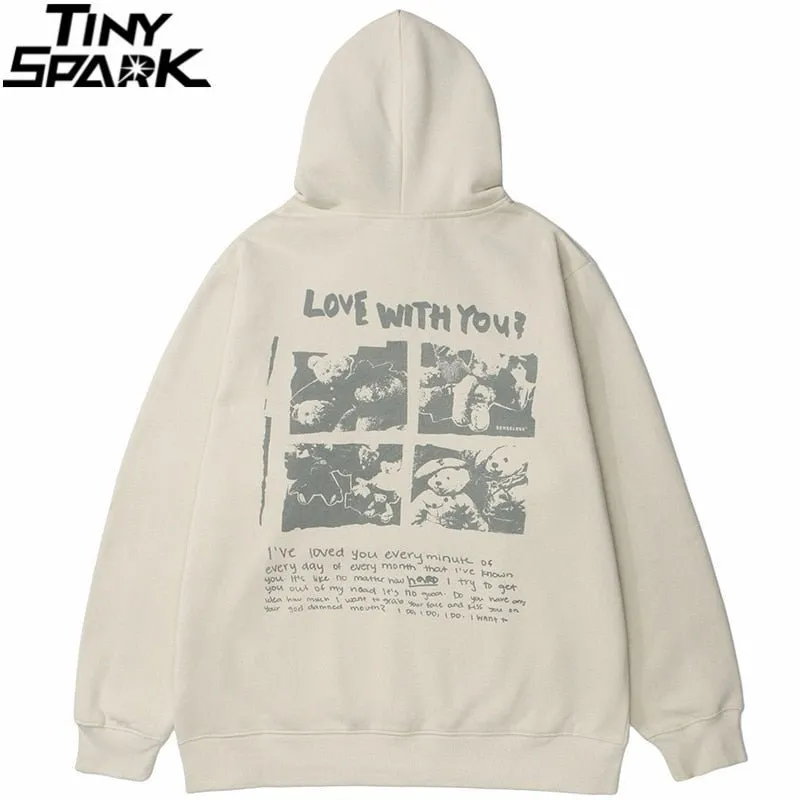 Hip Hop Bear Letter Print Hoodie