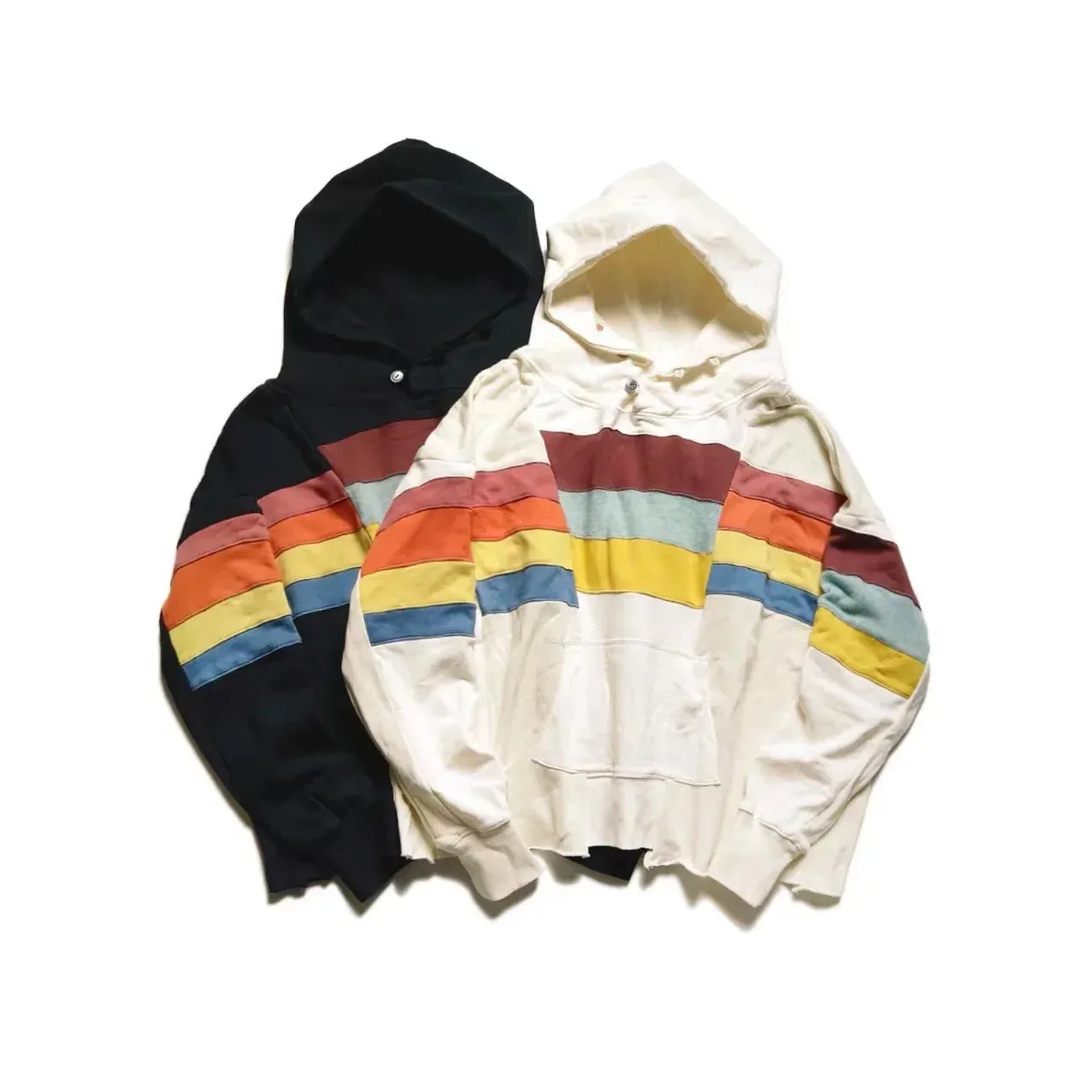Hirata and Hiro Two-color Pure Cotton Stripe Hooded Pullover
