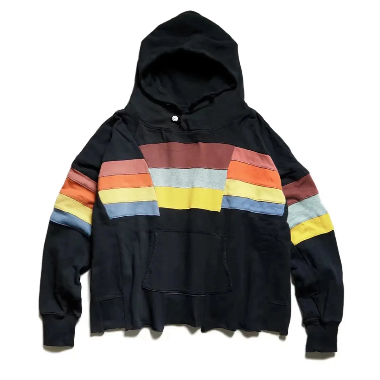 Hirata and Hiro Two-color Pure Cotton Stripe Hooded Pullover