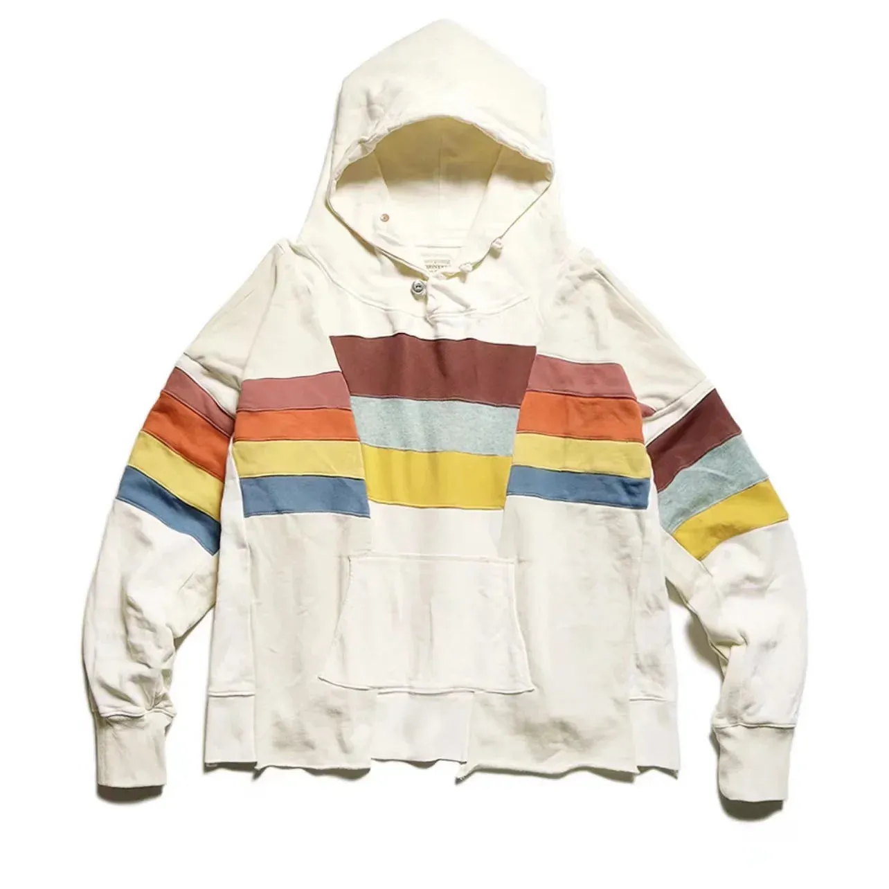 Hirata and Hiro Two-color Pure Cotton Stripe Hooded Pullover