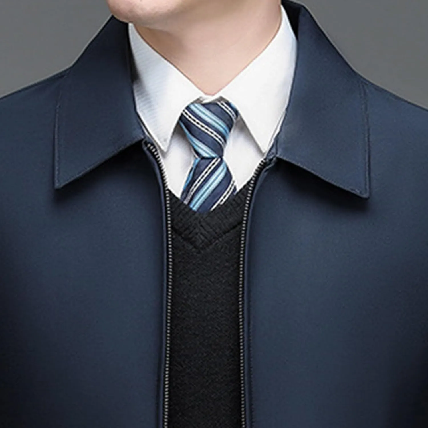 JEsilunmaMY Men's Business Casual Bomber Jacket Zip Up Lapel Lightweight Windbreaker Warm Winter Working Padded Coats