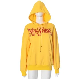 Letter Print Graphic Hoodies Front Pocket Hooded Sweatshirts Pullovers Women Clothing Fall Winter 2024 P85-DD45