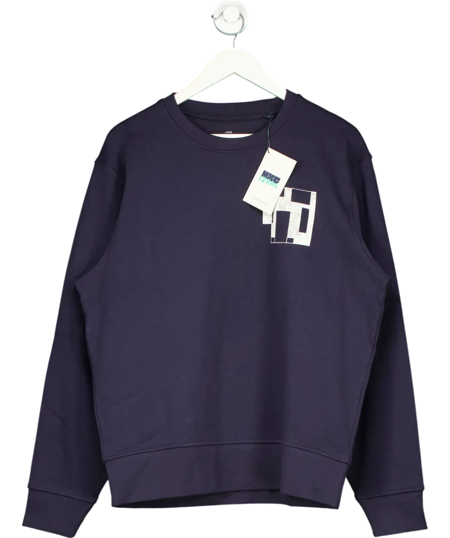 Made By Care x John Lewis Rooms Blue Unisex Cotton Sweatshirt UK L